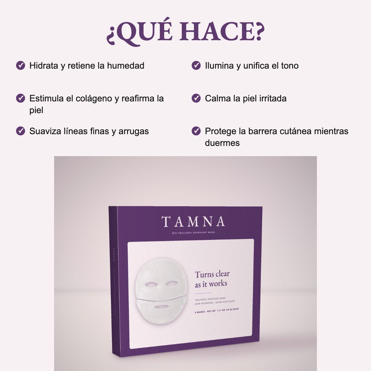 Qué hace TAMNA · Seis beneficios para tu piel
